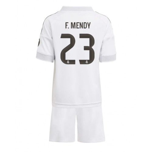 Stroje piłkarskie Real Madrid Ferland Mendy #23 Koszulka Podstawowej dla dzieci 2025-26 Krótki Rękaw (+ szorty)